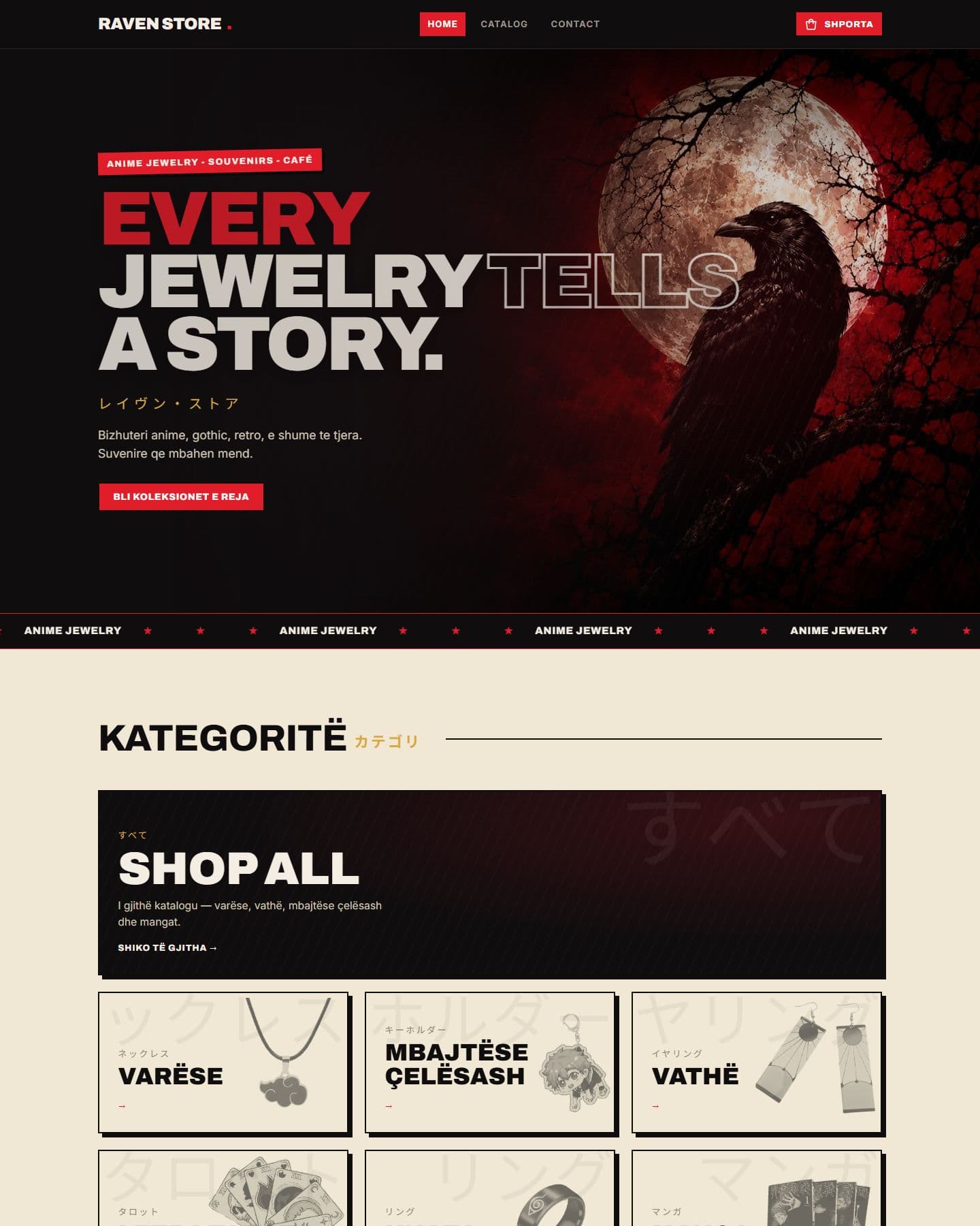 Faqja kryesore e Raven Store në kompjuter